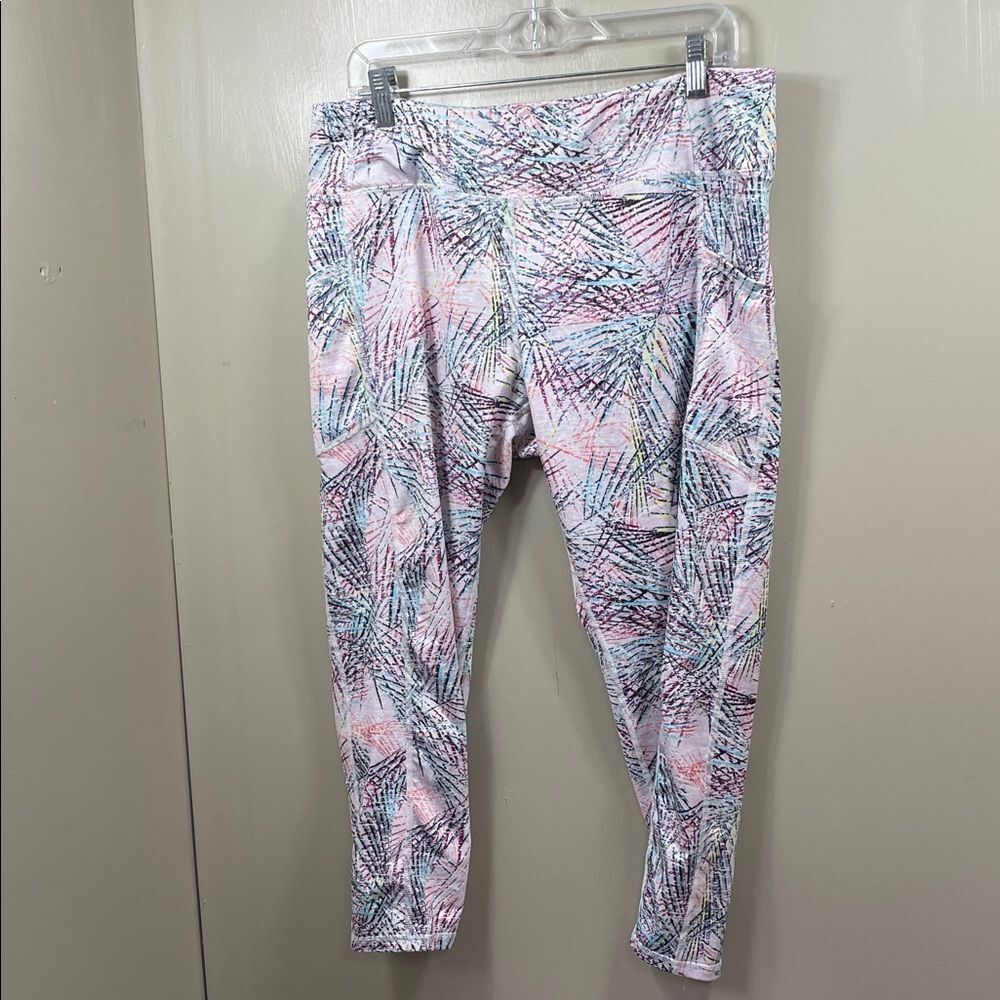 Multicolor Pastel Palm & Abstract Print Leggings